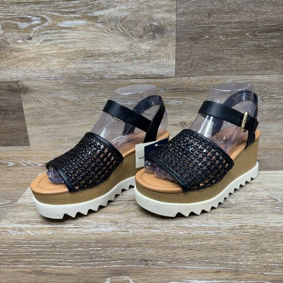 Universal Thread Alba Platform Memory Foam Heeled Black Sandals Women's Size 6 - Picture 1 of 6